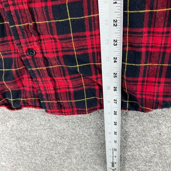 5/$45 Forever 21 Shirt Men L Large Red Plaid Button Up Collared Long Sleeve - Picture 7 of 8